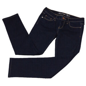 American Eagle Stretch Blue Dark Wash Five Pocket Mid Rise Skinny Leg Jean